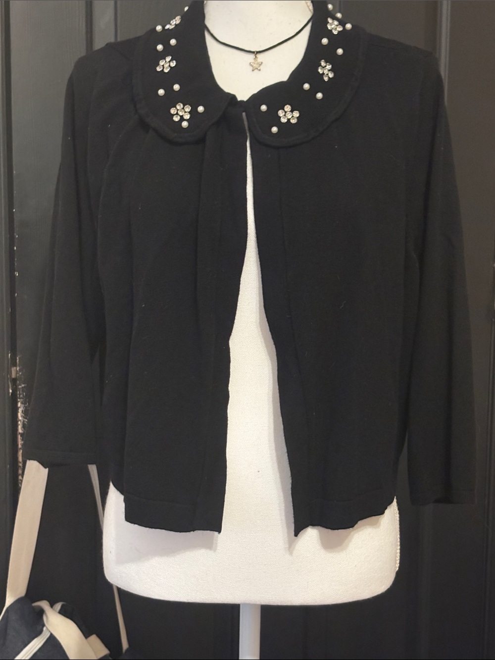 torrid Black Embellished Knit Sweater with Rhinestone Detail